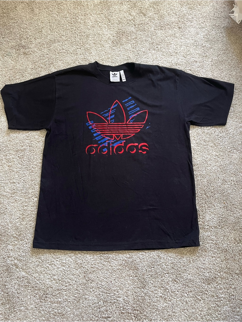 Adidas Originals Men's Black Trefoil Logo Graphic Crew Neck T-Shirt Size Large